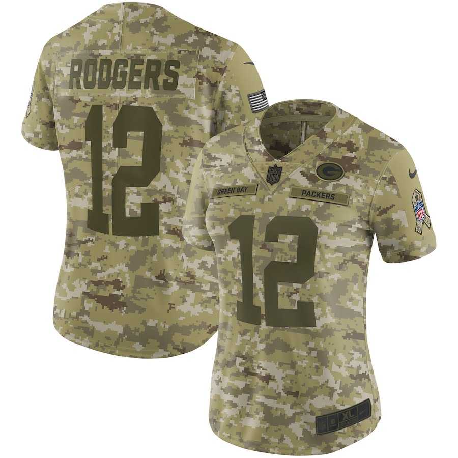 Women Nike Packers 12 Aaron Rodgers Camo Salute To Service Limited Jersey Dyin